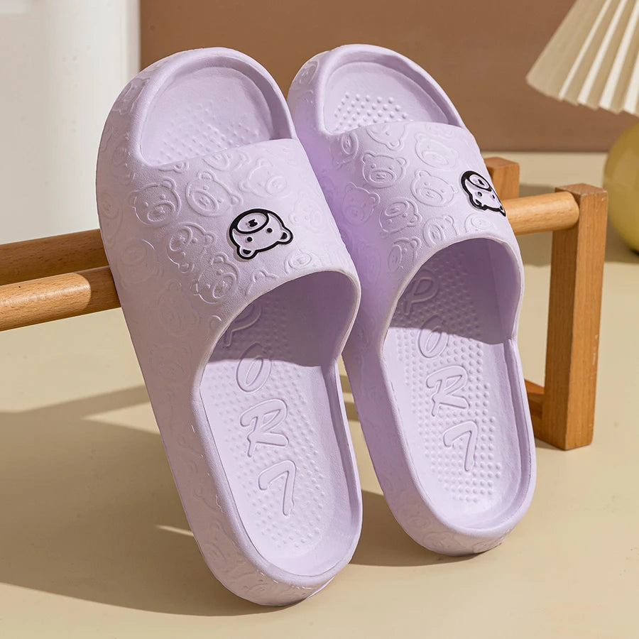 Fashion Women's Slippers Indoor Soft Sole Cartoon Bear Print Slides Bathroom EVA Indoor Men Summer Outdoor Cool Shoes Couple
