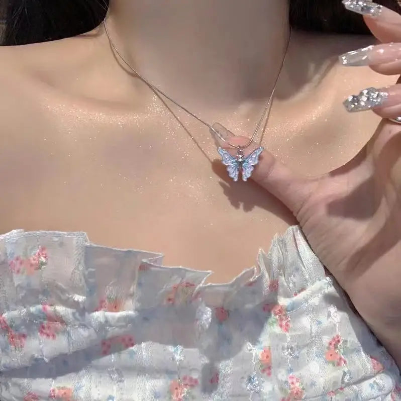 Spring Colorful Flowers Love Pendant Necklace Stainless Steel Beaded Chain Necklace Gift Jewelry New Fashion Wedding Gift
