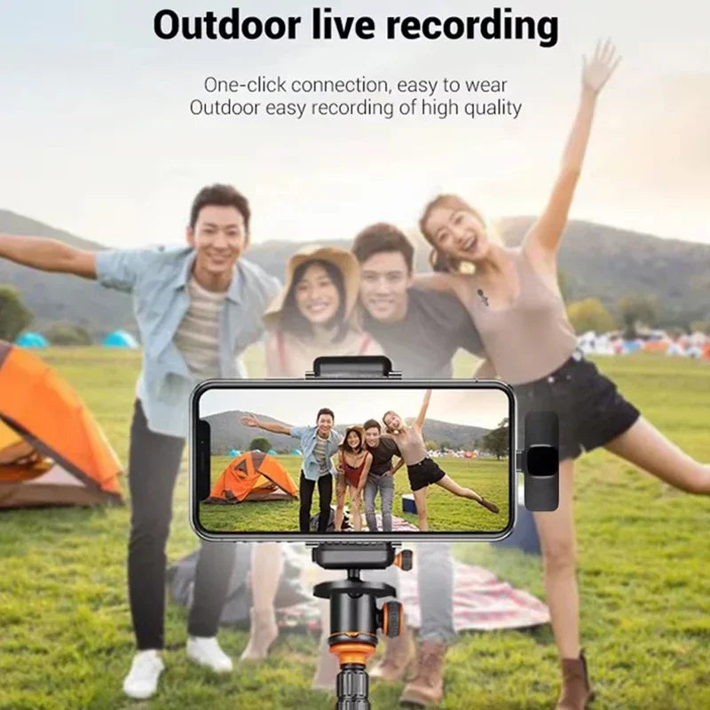 Wireless Lavalier Microphone Portable Audio Video Recording Mini Mic For iPhone Android Live Broadcast Gaming Phone With Receive