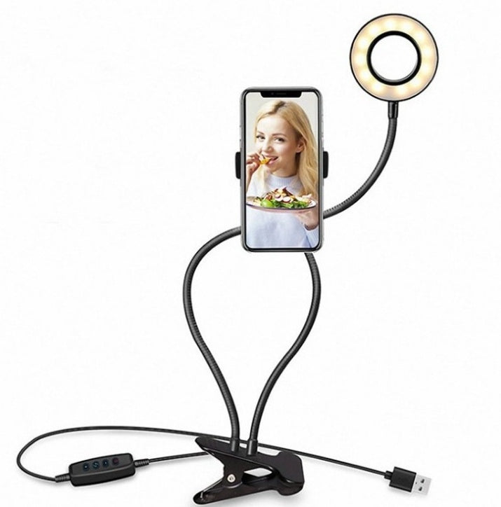LED Selfie Ring Light - 8Cm Stand, Real-Time Adjustable Makeup Light