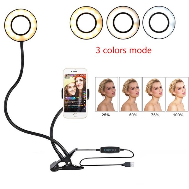 LED Selfie Ring Light - 8Cm Stand, Real-Time Adjustable Makeup Light