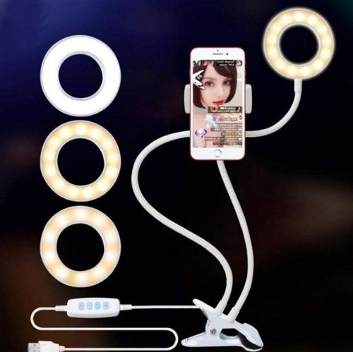 LED Selfie Ring Light - 8Cm Stand, Real-Time Adjustable Makeup Light