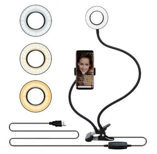 LED Selfie Ring Light - 8Cm Stand, Real-Time Adjustable Makeup Light