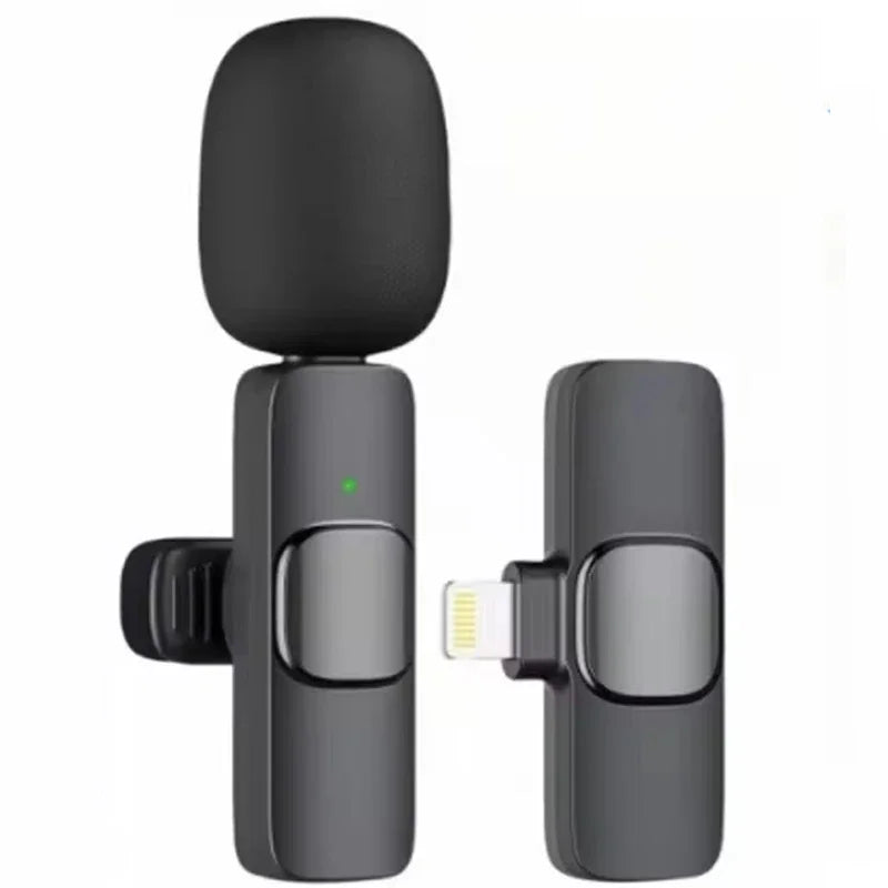 Wireless Lavalier Microphone Portable Audio Video Recording Mini Mic For iPhone Android Live Broadcast Gaming Phone With Receive