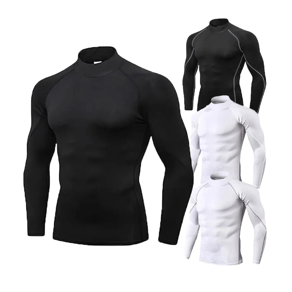Men Running T-shirts Compression Long Sleeve Sport Shirts Fitness Tight Training Jogging Tees Gym Sportswear Quick Dry Rashgard