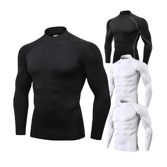 Men Running T-shirts Compression Long Sleeve Sport Shirts Fitness Tight Training Jogging Tees Gym Sportswear Quick Dry Rashgard