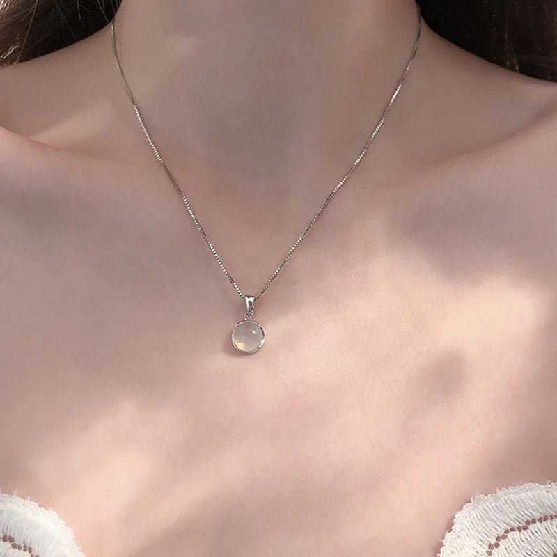 Spring Colorful Flowers Love Pendant Necklace Stainless Steel Beaded Chain Necklace Gift Jewelry New Fashion Wedding Gift