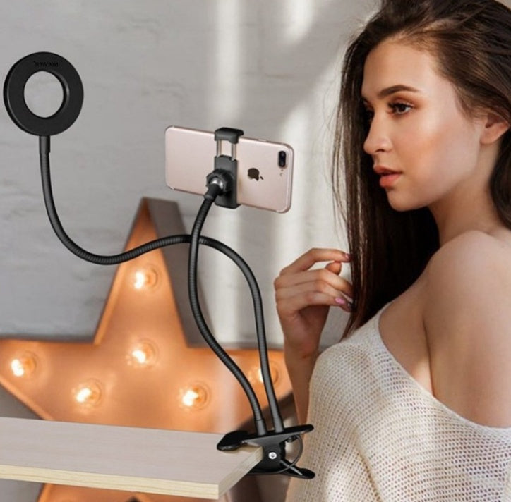 LED Selfie Ring Light - 8Cm Stand, Real-Time Adjustable Makeup Light