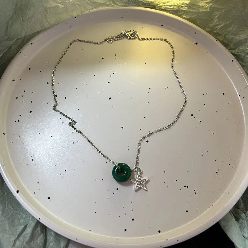 Spring Colorful Flowers Love Pendant Necklace Stainless Steel Beaded Chain Necklace Gift Jewelry New Fashion Wedding Gift
