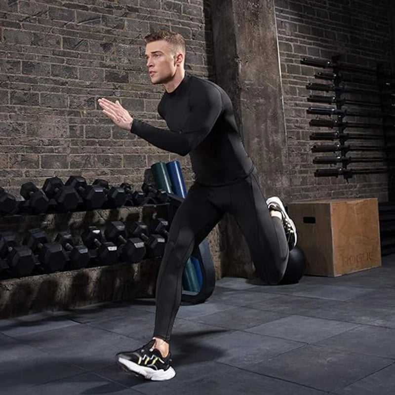 Men Running T-shirts Compression Long Sleeve Sport Shirts Fitness Tight Training Jogging Tees Gym Sportswear Quick Dry Rashgard