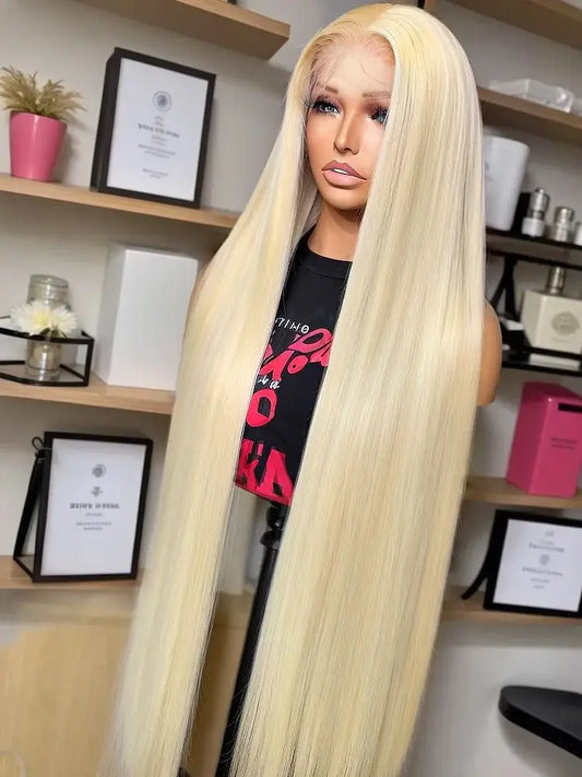 30 40 Inch 613 Honey Blonde 13x6 Hd Transparent Lace Front Human Hair 13x4 Colored Bone Straight Lace Frontal Wig 250% Density 1