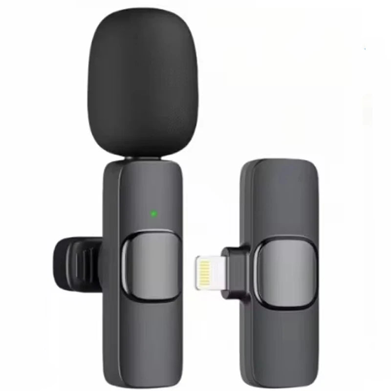 Wireless Lavalier Microphone Portable Audio Video Recording Mini Mic For iPhone Android Live Broadcast Gaming Phone With Receive