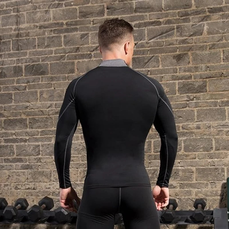 Men Running T-shirts Compression Long Sleeve Sport Shirts Fitness Tight Training Jogging Tees Gym Sportswear Quick Dry Rashgard