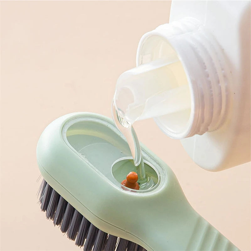 1pc Multi-function automatic spot shoe brush soft hair hand pressure hanging hole suitable for clothing carpet plastic handles