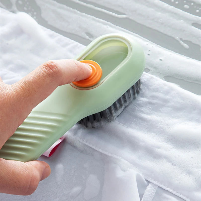 1pc Multi-function automatic spot shoe brush soft hair hand pressure hanging hole suitable for clothing carpet plastic handles