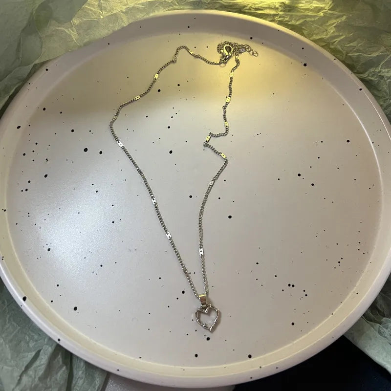 Spring Colorful Flowers Love Pendant Necklace Stainless Steel Beaded Chain Necklace Gift Jewelry New Fashion Wedding Gift