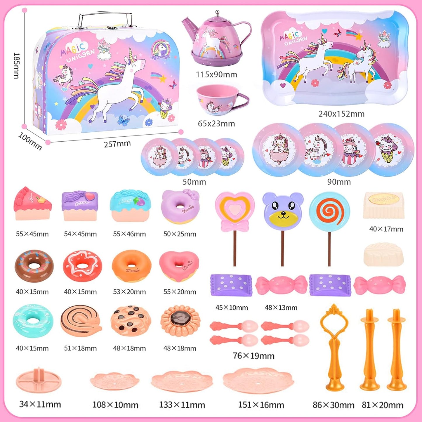 Tea Set for Kids 48 Pieces Toys Dinner for Kids Kitchen Accessories