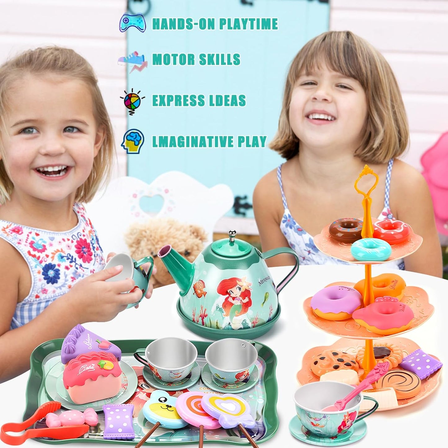 48-Piece Tea Set for Kids, Tea Set with Dessert , Kitchen Accessories