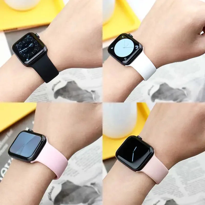 Silicone Band For Apple Watch strap 44mm 45mm 40mm 41mm 42-38mm 45 mm sport bracelet iwatch series 8 7 6 5 4 3 SE 9 Ultra 2 49mm