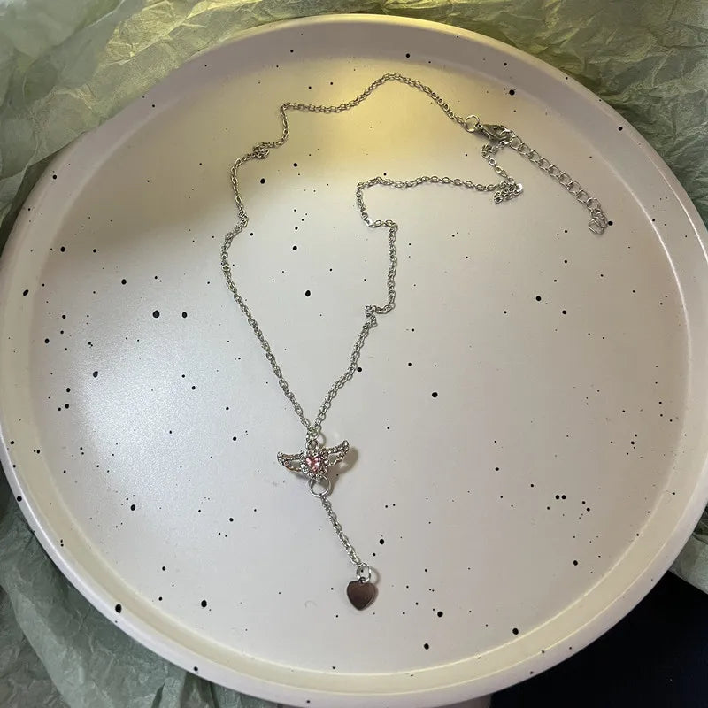 Spring Colorful Flowers Love Pendant Necklace Stainless Steel Beaded Chain Necklace Gift Jewelry New Fashion Wedding Gift